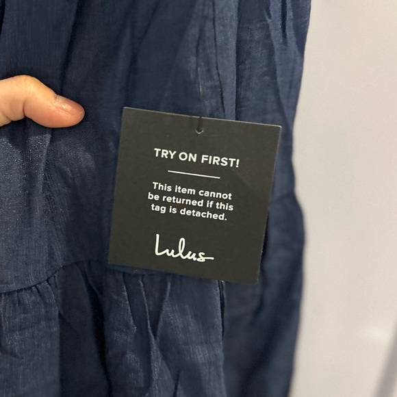 NWT Lulus Sweatness and Sunshine Navy Strapless Midi Dress - Picture 5 of 10